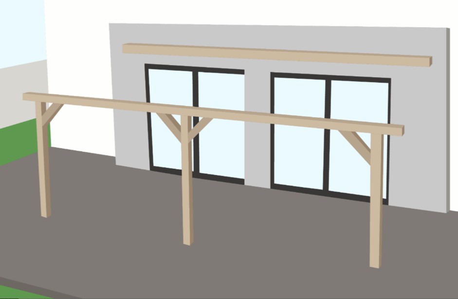 Terrassendach Querträger und Pfosten stellen