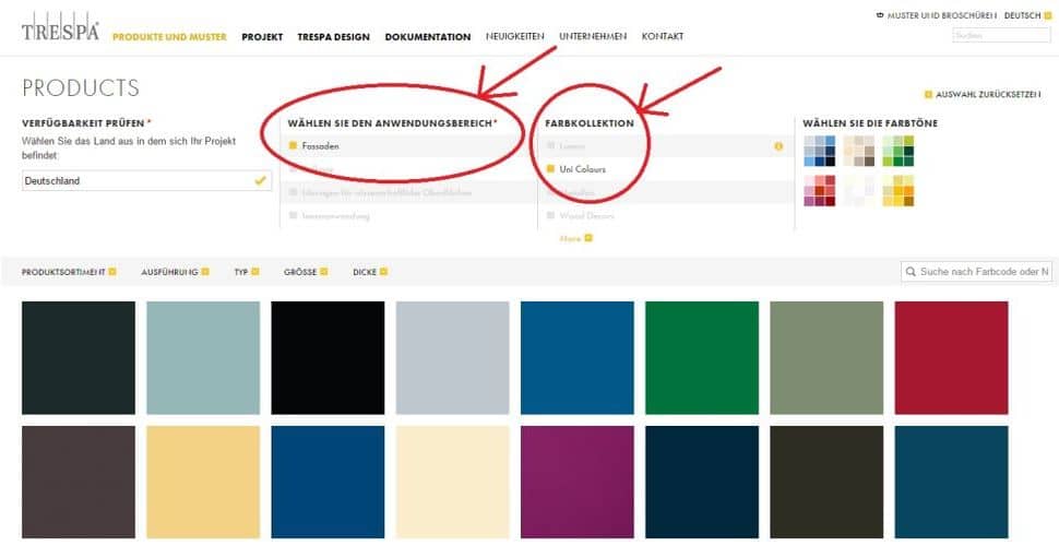 Trespa Auswahl Trespa Auswahl für Kollektion und Anwendungsbereich